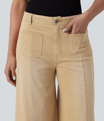 Halara Flex™ High Waisted Colorful Casual Wide Leg Jeans with Pockets