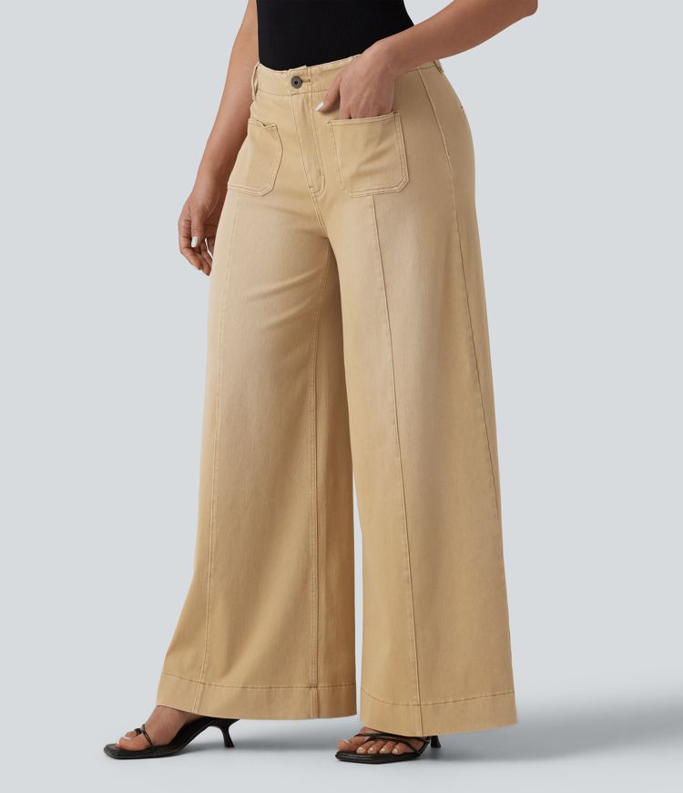 Halara Flex™ High Waisted Colorful Casual Wide Leg Jeans with Pockets