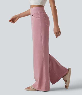 Halara Flex™ High Waisted Wide Leg Colorful Casual Jeans with Pockets Halara Flex™ High Waisted Wide Leg Colorful Casual Jeans with Pockets