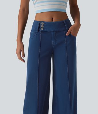 Halara Flex™ Jean droit coloré taille basse avec poches