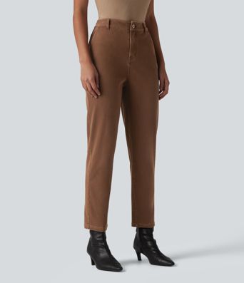 Halara Flex™ magas derekú, szűkülő szárú, munkához tervezett farmer zsebekkel