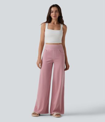 Halara Flex™ High Waisted Wide Leg Colorful Casual Jeans with Pockets Halara Flex™ High Waisted Wide Leg Colorful Casual Jeans with Pockets