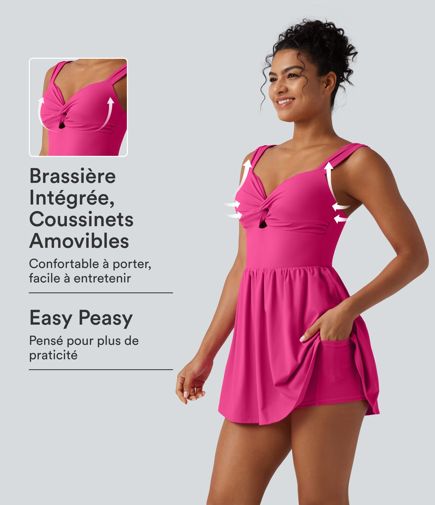 Robe casual micro-mini 2-en-1 avec brassière intégrée et décolleté cœur en SoftlyZero™ Plush avec poche - Édition Easy Peasy Robe casual micro-mini 2-en-1 avec brassière intégrée et décolleté cœur en SoftlyZero™ Plush avec poche - Édition Easy Peasy