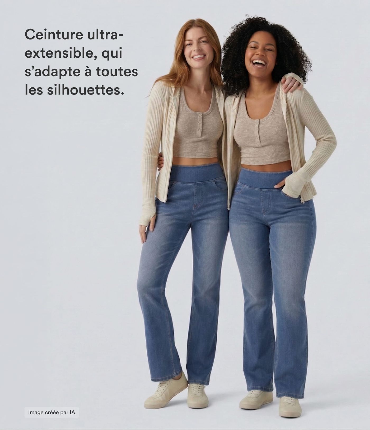 Jean Halara Flex™ Curvy taille haute bootcut délavé décontracté avec poches Jean Halara Flex™ Curvy taille haute bootcut délavé décontracté avec poches