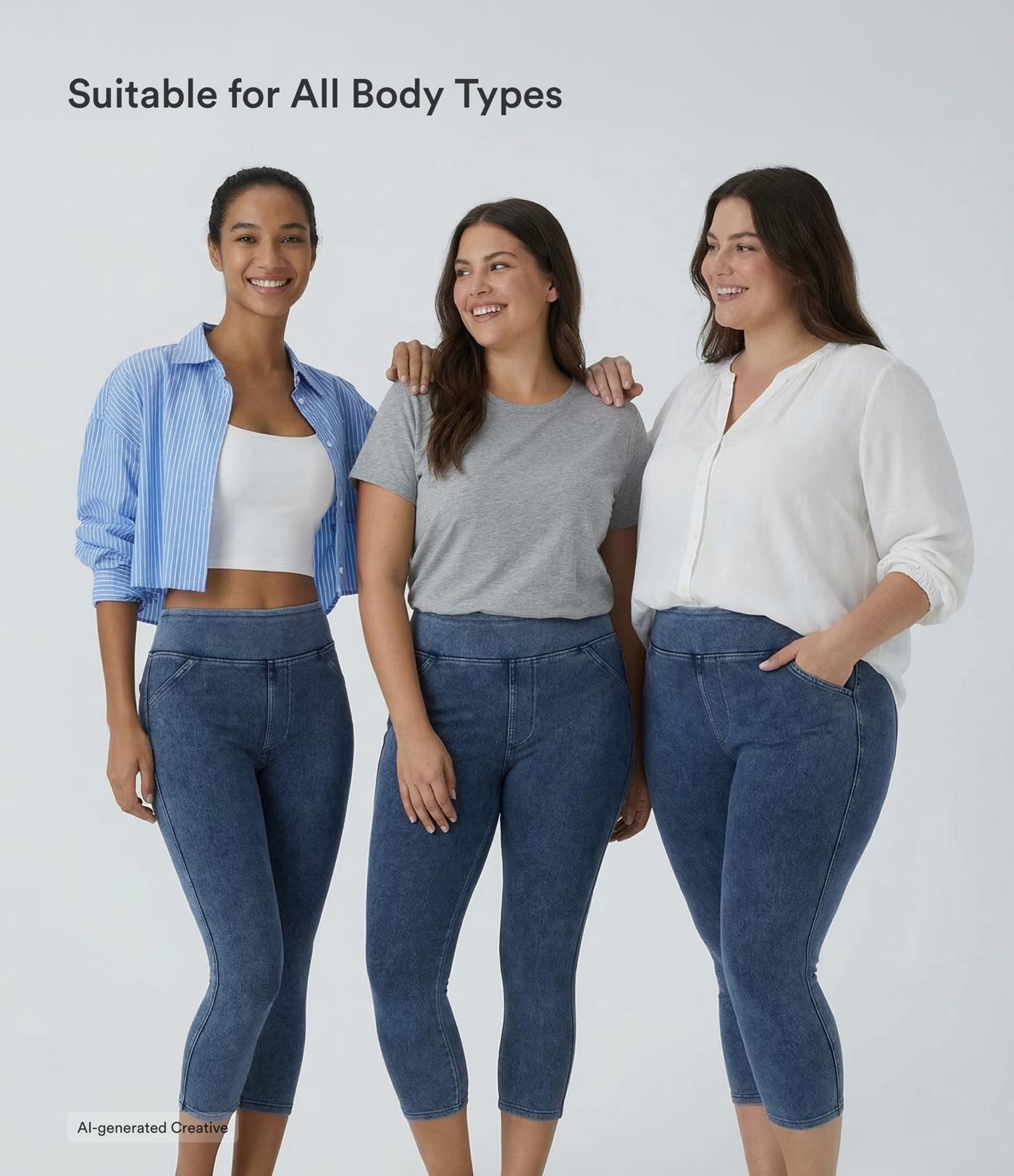 Halara Flex™ High Waisted Pocket Denim Capri Casual Leggings Halara Flex™ High Waisted Pocket Denim Capri Casual Leggings