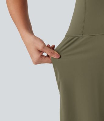 SoftlyZero™ Airy U Neck Built-in Bra Cool Touch Workout Romper with Pockets-Easy Peezy Edition