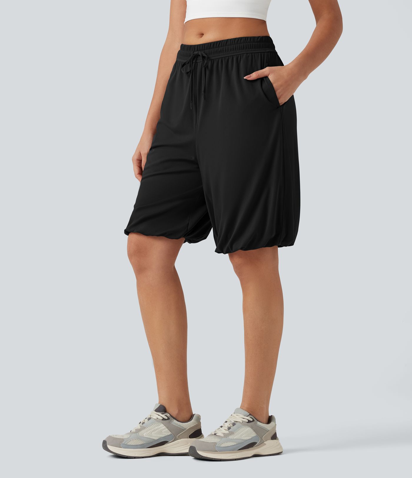 SoftlyZero™Low Rise Drawstring Dance Balloon Shorts with Pockets-UPF50+ SoftlyZero™Low Rise Drawstring Dance Balloon Shorts with Pockets-UPF50+