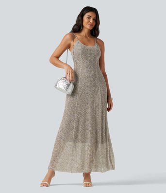 Polka Dot Mesh Maxi Flowy Bridesmaid and Wedding Guest Slip Dress Polka Dot Mesh Maxi Flowy Bridesmaid and Wedding Guest Slip Dress