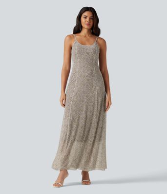 Polka Dot Mesh Maxi Flowy Bridesmaid and Wedding Guest Slip Dress Polka Dot Mesh Maxi Flowy Bridesmaid and Wedding Guest Slip Dress