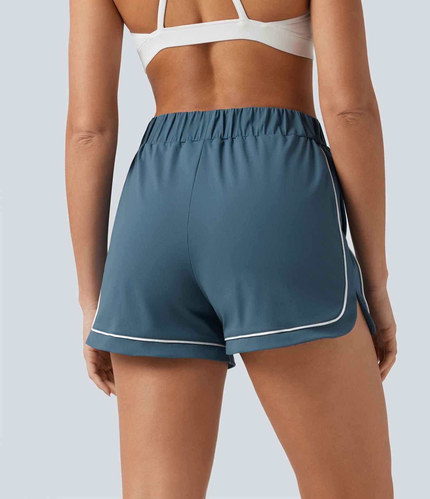 High Waisted Color Block Side Stripe Baggy Yoga Shorts 3'' with Pockets High Waisted Color Block Side Stripe Baggy Yoga Shorts 3'' with Pockets