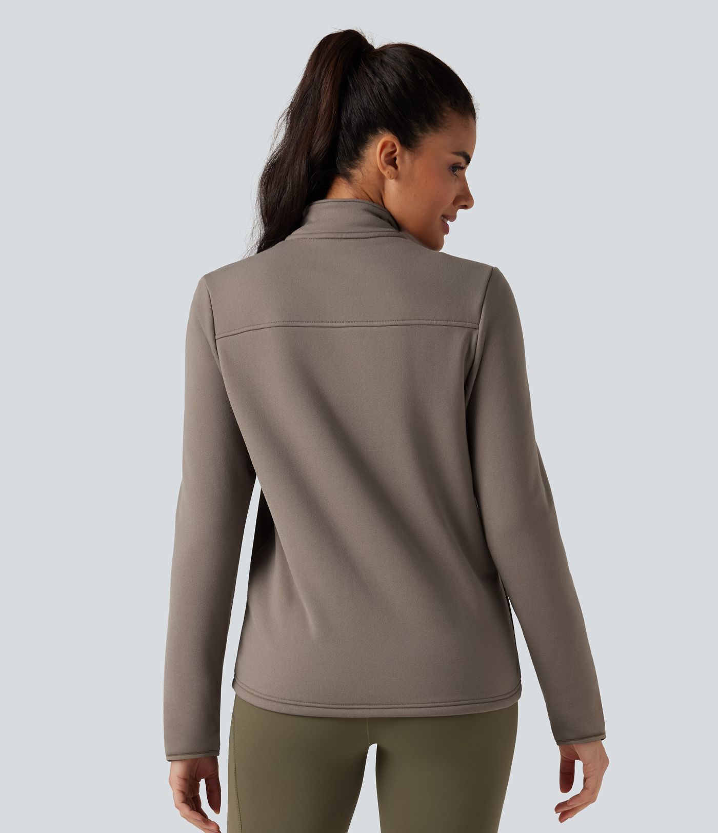 Stand Collar Long Sleeve Zip Fly Fleece Hiking Jacket with Pockets