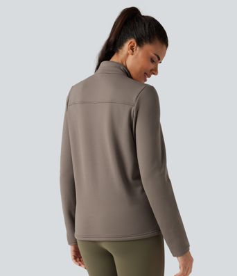 Stand Collar Long Sleeve Zip Fly Fleece Hiking Jacket with Pockets