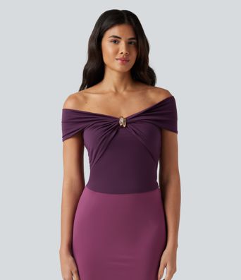 Top casual froncé torsadé sans manches à épaules dénudées Top casual froncé torsadé sans manches à épaules dénudées