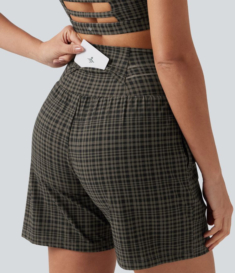 Halara UltraSculpt™ Plaid Ultra High-Waist Drawstring 2-in-1 Yoga Shorts 7" with Pockets Halara UltraSculpt™ Plaid Ultra High-Waist Drawstring 2-in-1 Yoga Shorts 7" with Pockets