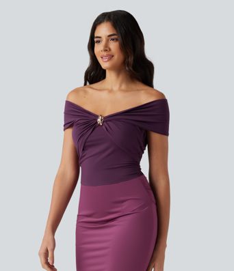 Top casual froncé torsadé sans manches à épaules dénudées Top casual froncé torsadé sans manches à épaules dénudées