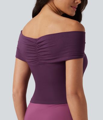 Top casual froncé torsadé sans manches à épaules dénudées Top casual froncé torsadé sans manches à épaules dénudées