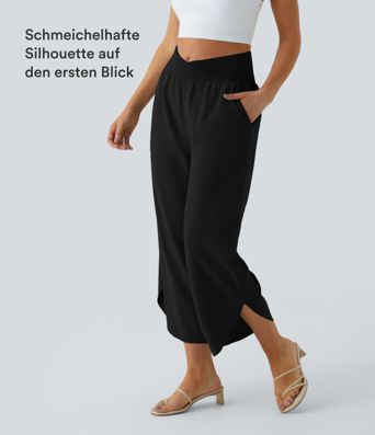 Breezeful™ Plissierte Crossover-Urlaubs-Hose mit hohem Bund und Seitentaschen - schnelltrocknend Breezeful™ Plissierte Crossover-Urlaubs-Hose mit hohem Bund und Seitentaschen - schnelltrocknend