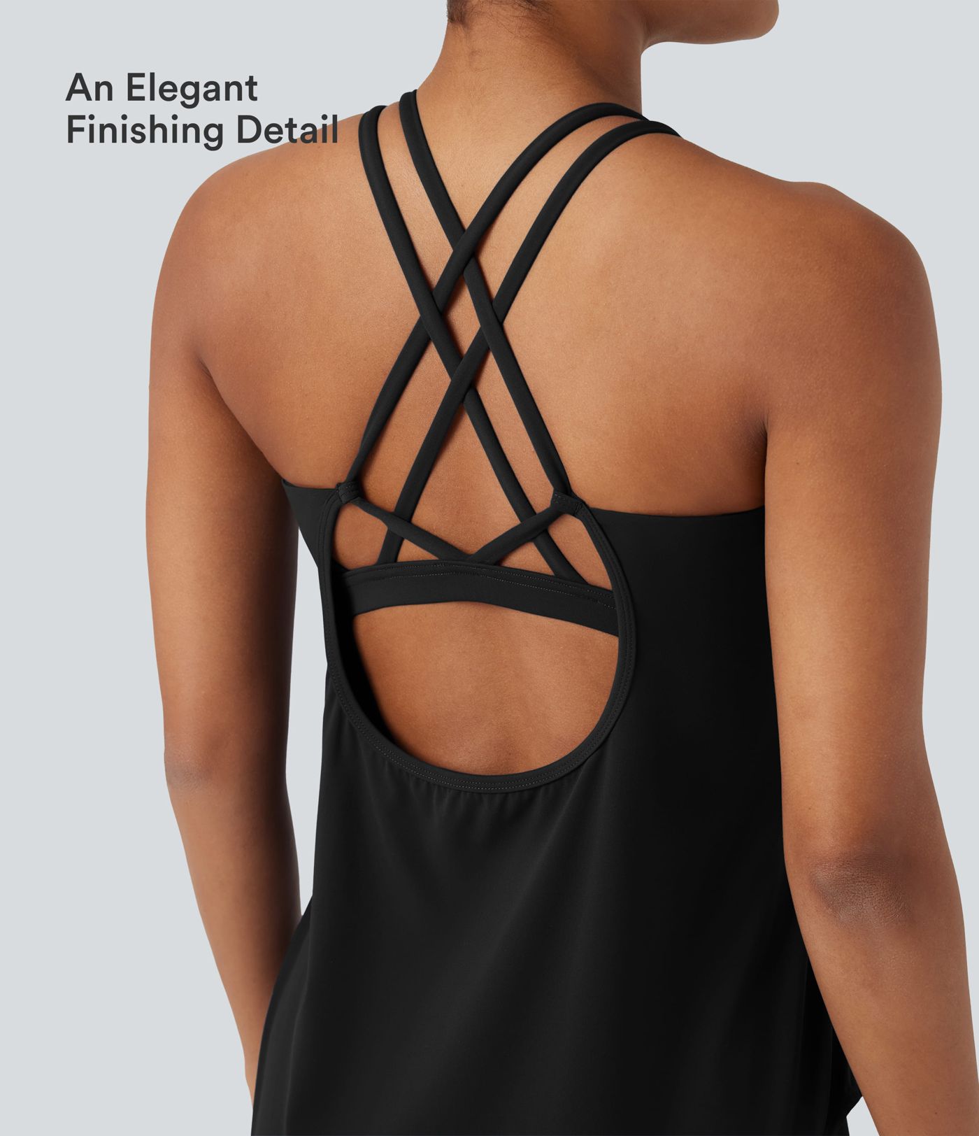 Halara UltraSculpt™ Round Neck Crisscross Back Running Tank Tops DD-F Cups