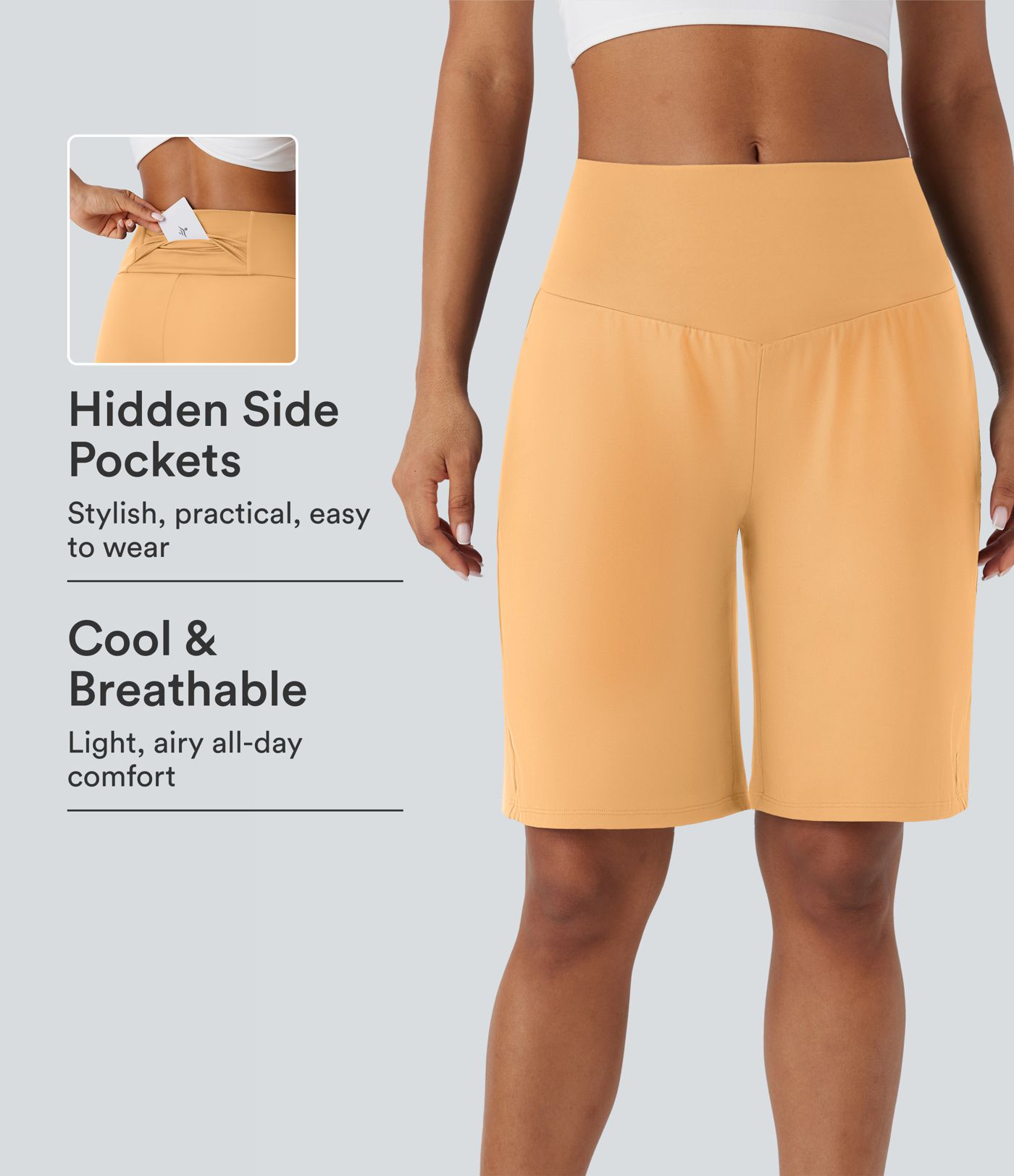 SoftlyZero™ Airy High Waisted Pockets Cool Touch Yoga Bermuda Shorts SoftlyZero™ Airy High Waisted Pockets Cool Touch Yoga Bermuda Shorts