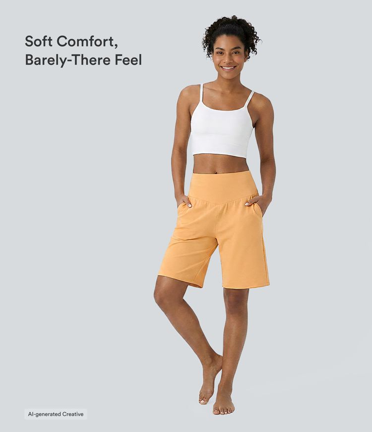 SoftlyZero™ Airy High Waisted Pockets Cool Touch Yoga Bermuda Shorts SoftlyZero™ Airy High Waisted Pockets Cool Touch Yoga Bermuda Shorts