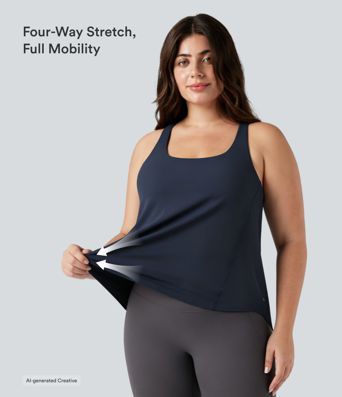 Plus Size Halara UltraSculpt™ Round Neck Curved Hem Running Tank Top Plus Size Halara UltraSculpt™ Round Neck Curved Hem Running Tank Top