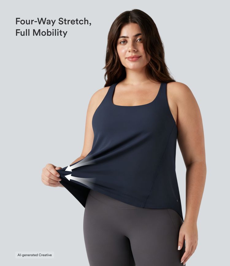 Plus Size Halara UltraSculpt™ Round Neck Curved Hem Running Tank Top Plus Size Halara UltraSculpt™ Round Neck Curved Hem Running Tank Top