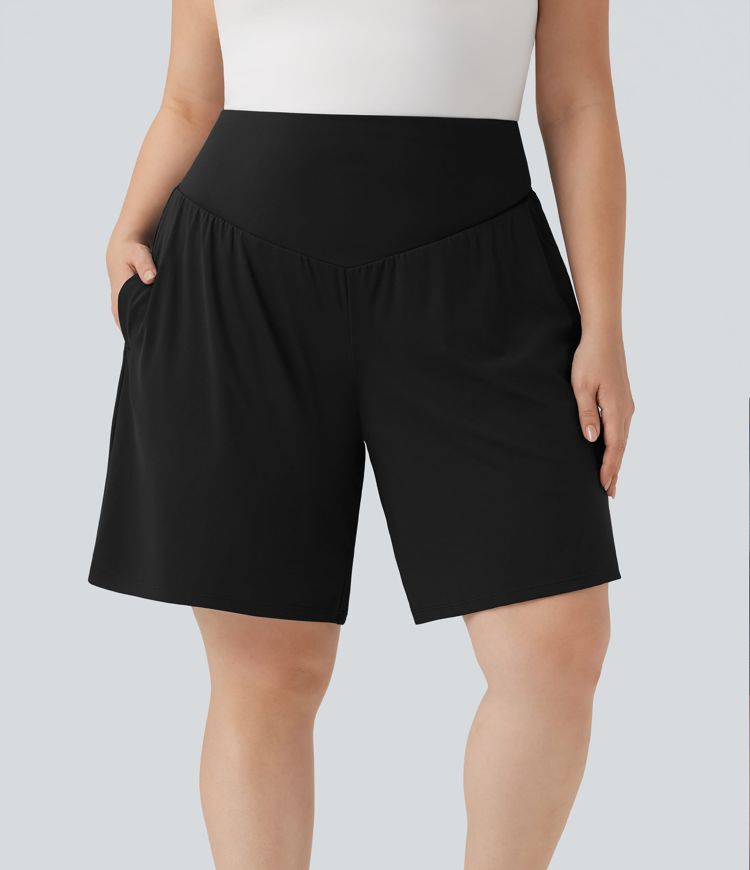 Dámské volnočasové šortky SoftlyZero™ s vysokým pasem, vzdušné, s chladivým efektem a kapsami, ve velikosti plus size