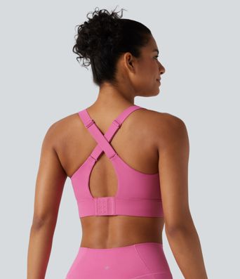 Halara UltraSculpt™ Medium Support V Neck Built-in Bra Training Sports Bra DD-F Cups