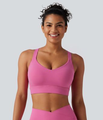Halara UltraSculpt™ Medium Support V Neck Built-in Bra Training Sports Bra DD-F Cups