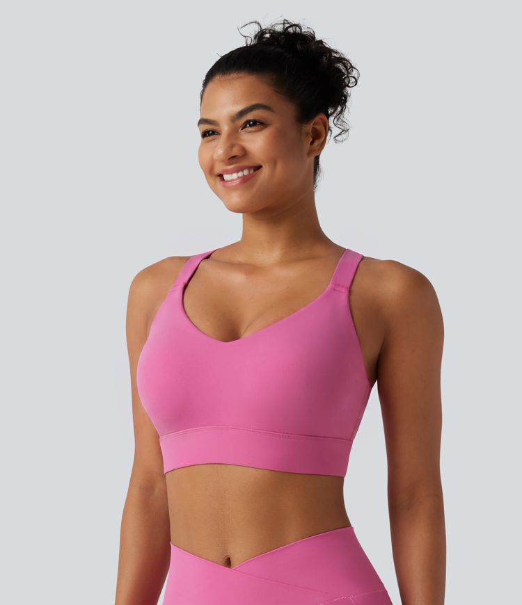 Halara UltraSculpt™ Medium Support V Neck Built-in Bra Training Sports Bra DD-F Cups