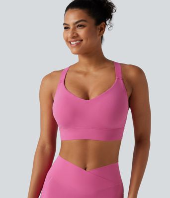 Halara UltraSculpt™ Medium Support V Neck Built-in Bra Training Sports Bra DD-F Cups