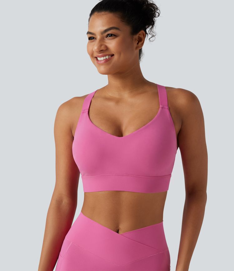 Halara UltraSculpt™ Medium Support V Neck Built-in Bra Training Sports Bra DD-F Cups