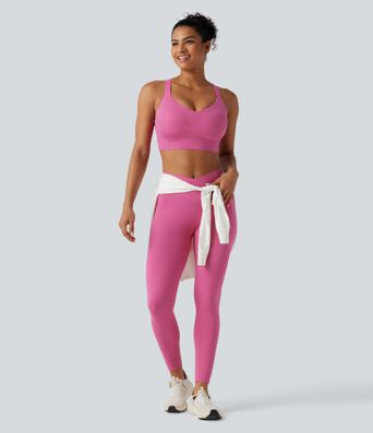 Halara UltraSculpt™ Medium Support V Neck Built-in Bra Training Sports Bra DD-F Cups