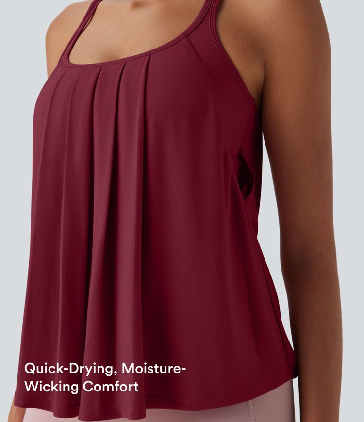 Double Straps Pleated Quick Dry Yoga Cami Top Double Straps Pleated Quick Dry Yoga Cami Top
