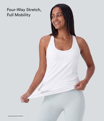 U Neck Curved Hem Cool Touch Yoga Tank Top-UPF50+