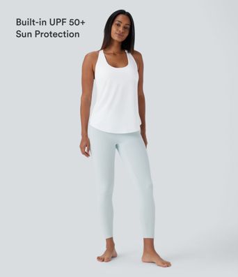 U Neck Curved Hem Cool Touch Yoga Tank Top-UPF50+