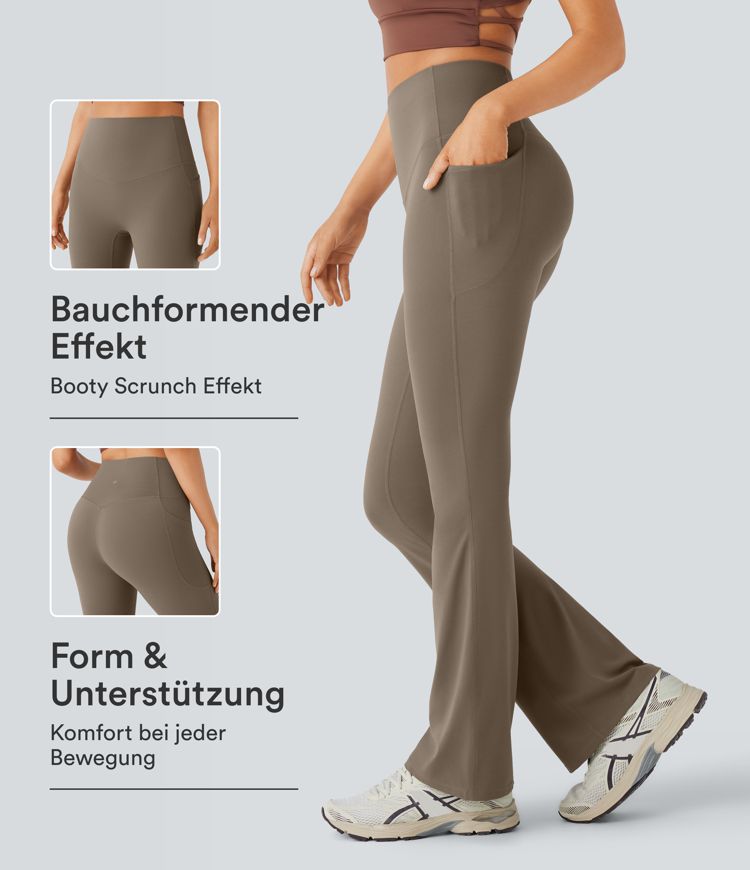 Halara UltraSculpt™ - Formende Bootcut-Yoga-Leggings mit hohem Bund, Seitentaschen und Bauchkontrolle