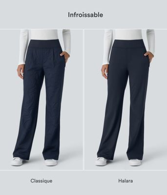 Pantalon tailleur évasé taille mi-haute Halara Flex™ DayStretch avec zip latéral et poches Pantalon tailleur évasé taille mi-haute Halara Flex™ DayStretch avec zip latéral et poches