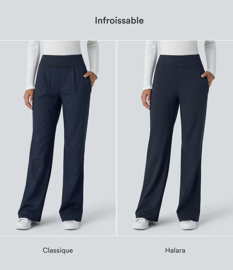 Pantalon tailleur évasé taille mi-haute Halara Flex™ DayStretch avec zip latéral et poches Pantalon tailleur évasé taille mi-haute Halara Flex™ DayStretch avec zip latéral et poches