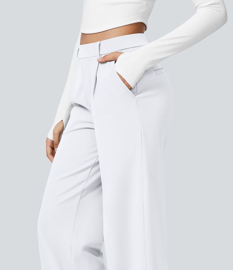 Pantalon tailleur Halara Flex™ DayStretch coupe droite taille haute avec poches Pantalon tailleur Halara Flex™ DayStretch coupe droite taille haute avec poches