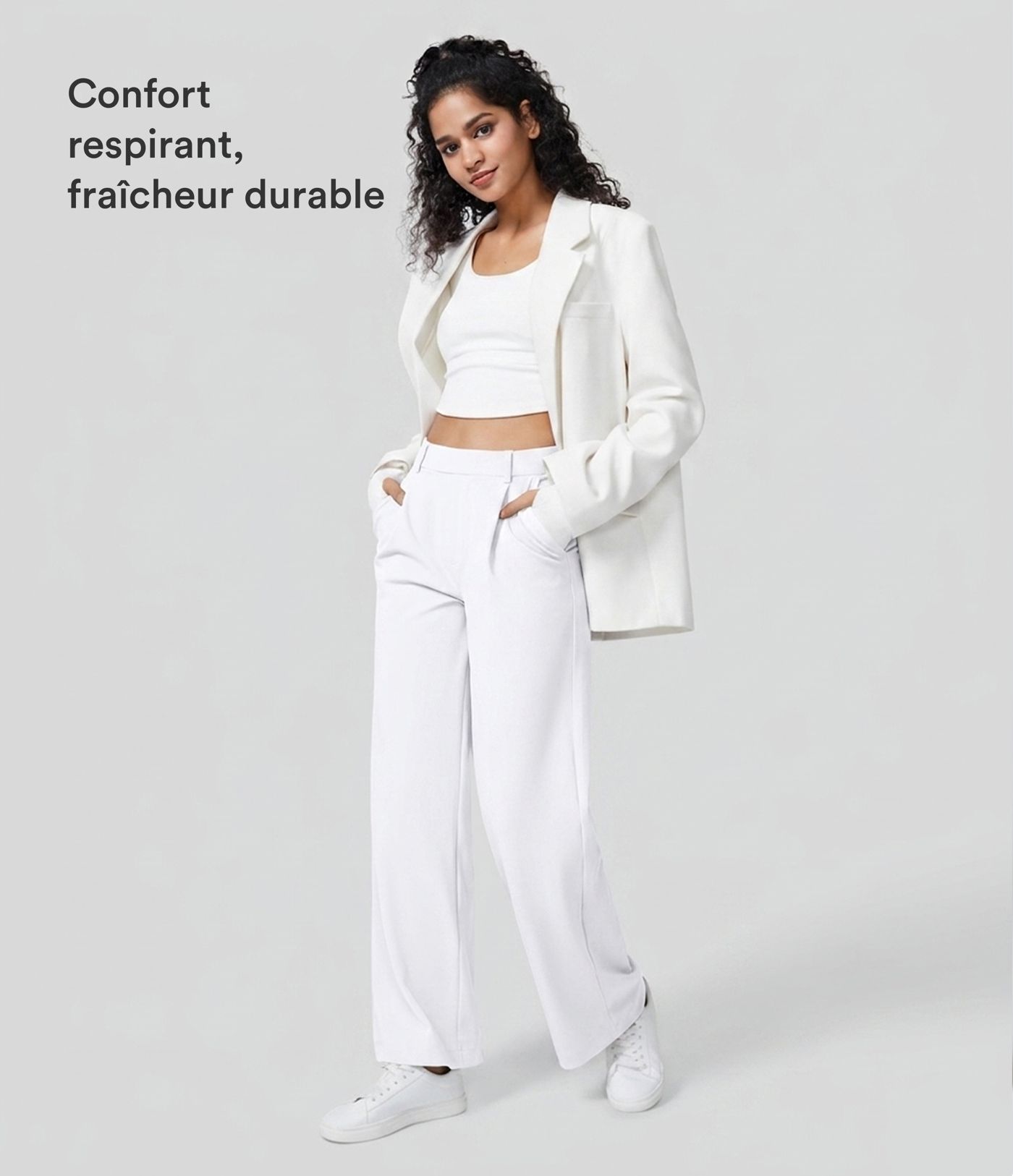 Pantalon tailleur Halara Flex™ DayStretch coupe droite taille haute avec poches Pantalon tailleur Halara Flex™ DayStretch coupe droite taille haute avec poches