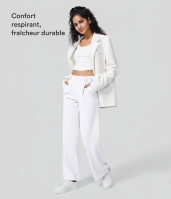 Pantalon tailleur Halara Flex™ DayStretch coupe droite taille haute avec poches Pantalon tailleur Halara Flex™ DayStretch coupe droite taille haute avec poches