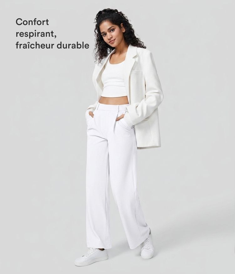 Pantalon tailleur Halara Flex™ DayStretch coupe droite taille haute avec poches Pantalon tailleur Halara Flex™ DayStretch coupe droite taille haute avec poches