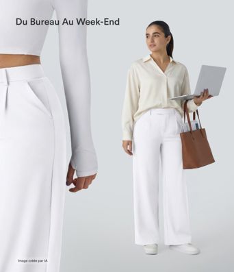 Pantalon tailleur Halara Flex™ DayStretch coupe droite taille haute avec poches Pantalon tailleur Halara Flex™ DayStretch coupe droite taille haute avec poches