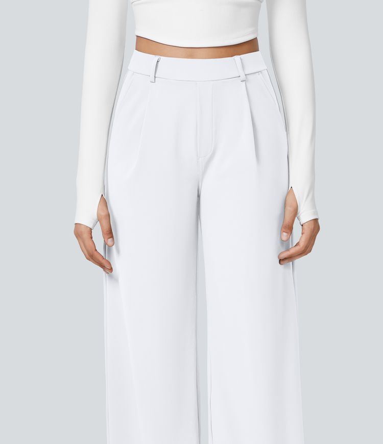 Pantalon tailleur Halara Flex™ DayStretch coupe droite taille haute avec poches Pantalon tailleur Halara Flex™ DayStretch coupe droite taille haute avec poches