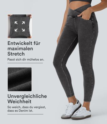 Leggings de Travail en Jean à Taille Haute Halara Flex™ avec Poches Croisées Leggings de Travail en Jean à Taille Haute Halara Flex™ avec Poches Croisées