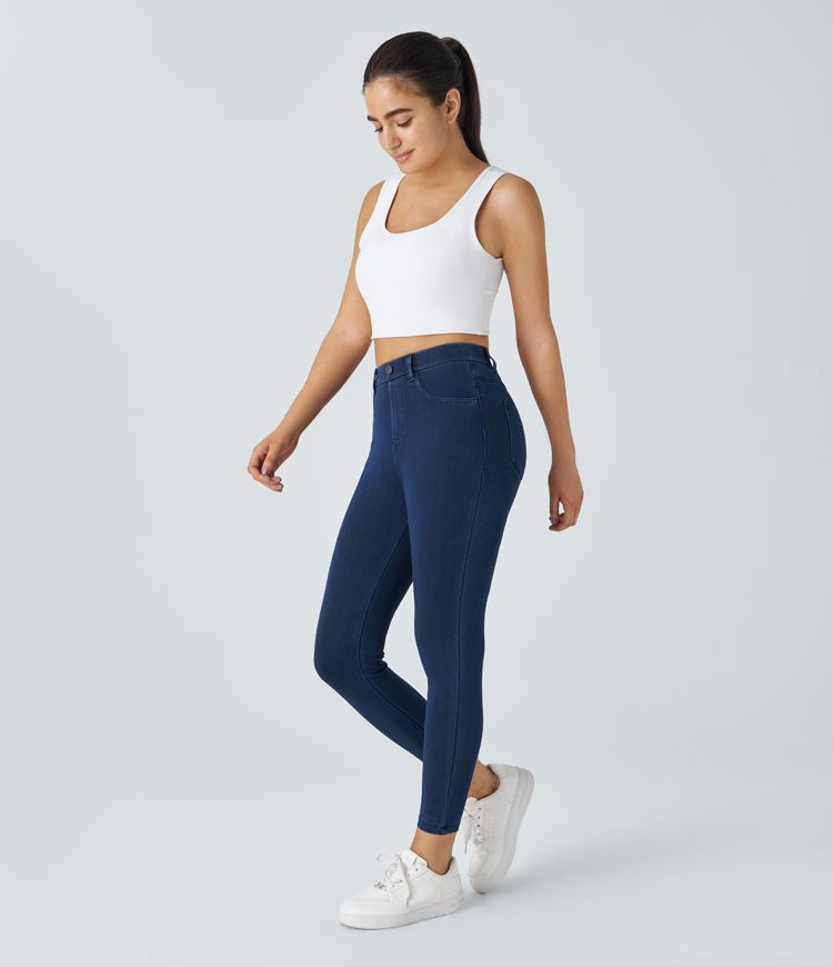Leggings de Travail en Jean Halara Flex™ à Taille Haute avec Poches