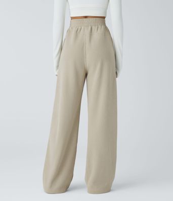 High Waisted Pocket Straight Leg Baggy Mop Corduroy Casual Pants