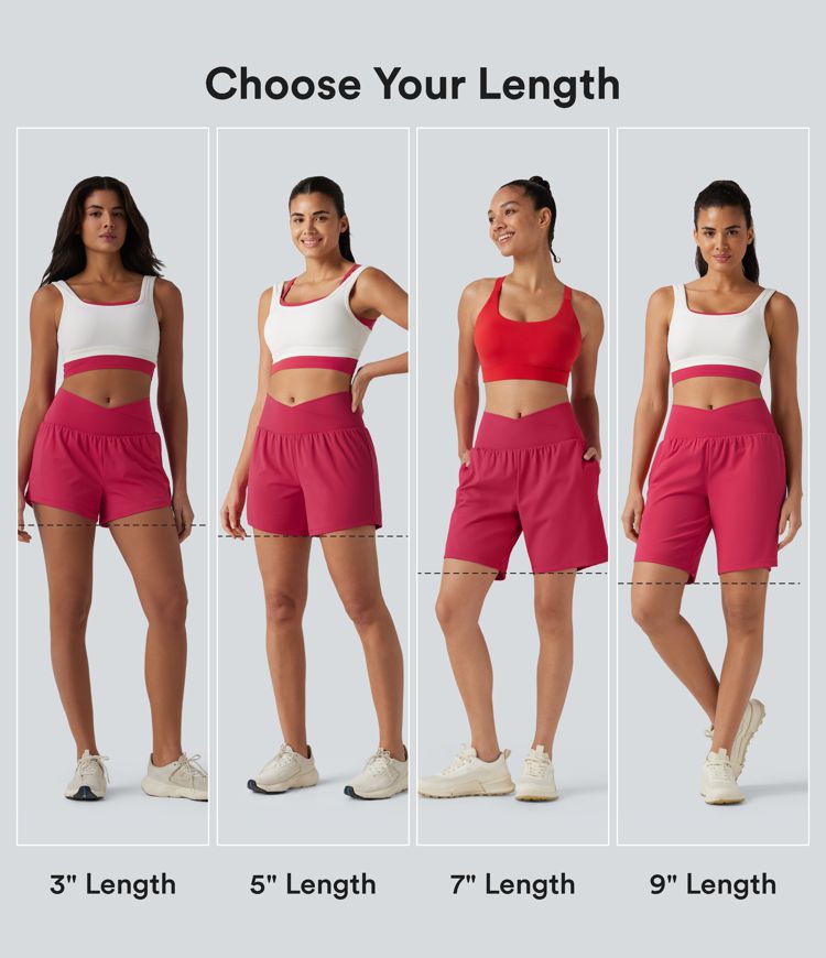 Short de yoga 2-en-1 taille haute croisée en SoftlyZero™ Airy à toucher frais 22,9 cm avec poches Short de yoga 2-en-1 taille haute croisée en SoftlyZero™ Airy à toucher frais 22,9 cm avec poches