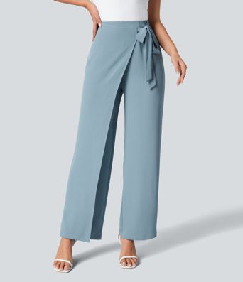 Halara Flex™ High Waisted Tie Side Wide Leg Work Pants